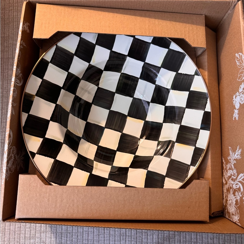 MacKenzie-Childs Black and White Checkered Ceramic Charger